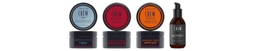 Línea American Crew: Fiber, Cream Pomade, Matte Clay y All In One Aftershave