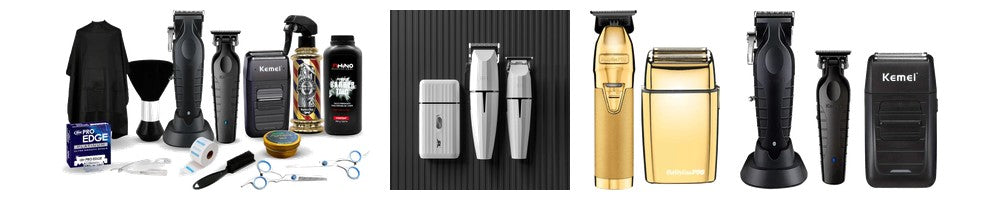 Combos para barbería: Inicia tu Barbería, JRL Ghost 2, Babyliss Pro Gold FX y Trio Kemei
