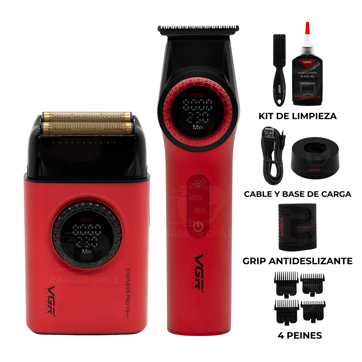 Set VGR Trimmer V977 + Shaver V377 Red