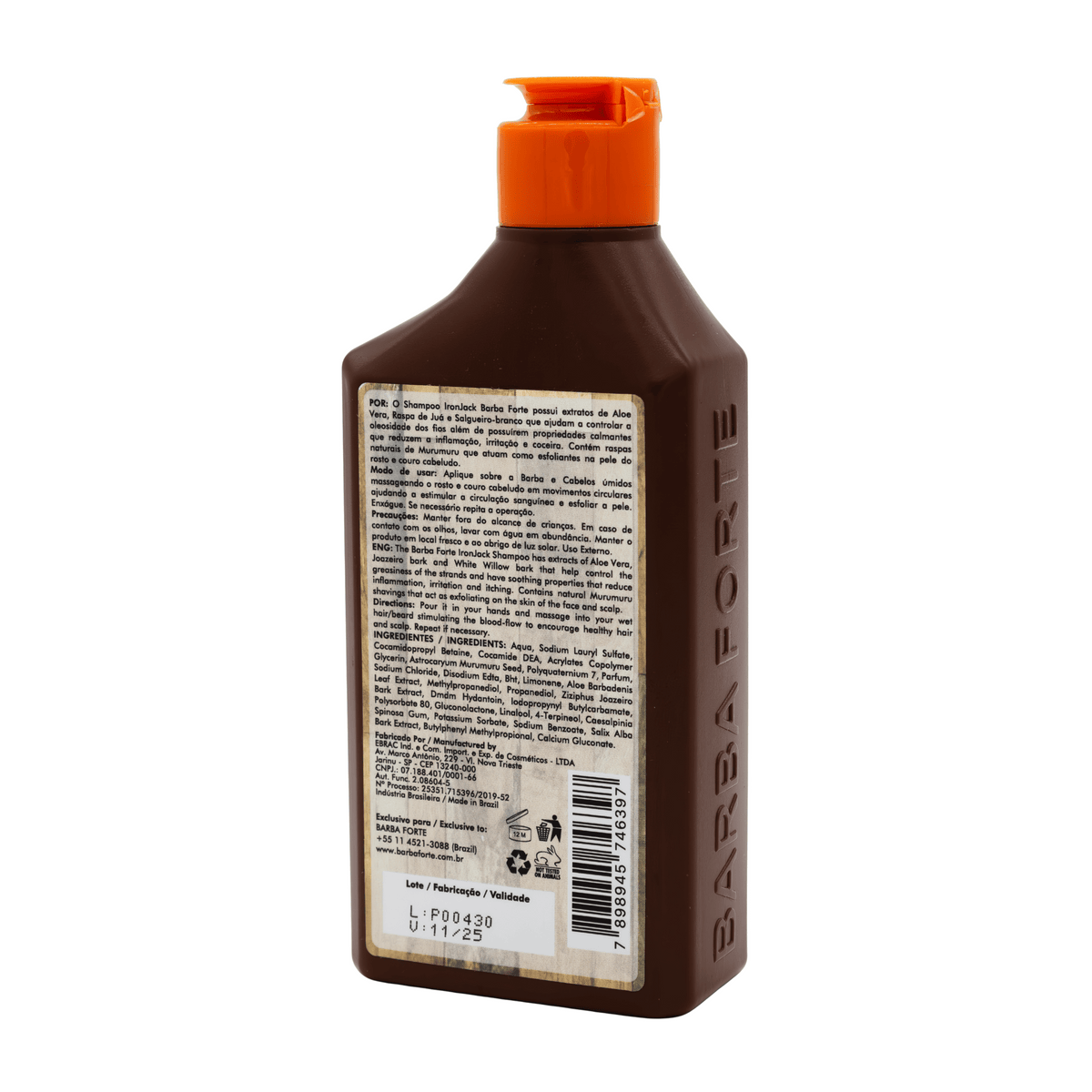 Shampoo Barba y Cabello Exfoliante Ironjack 250ml