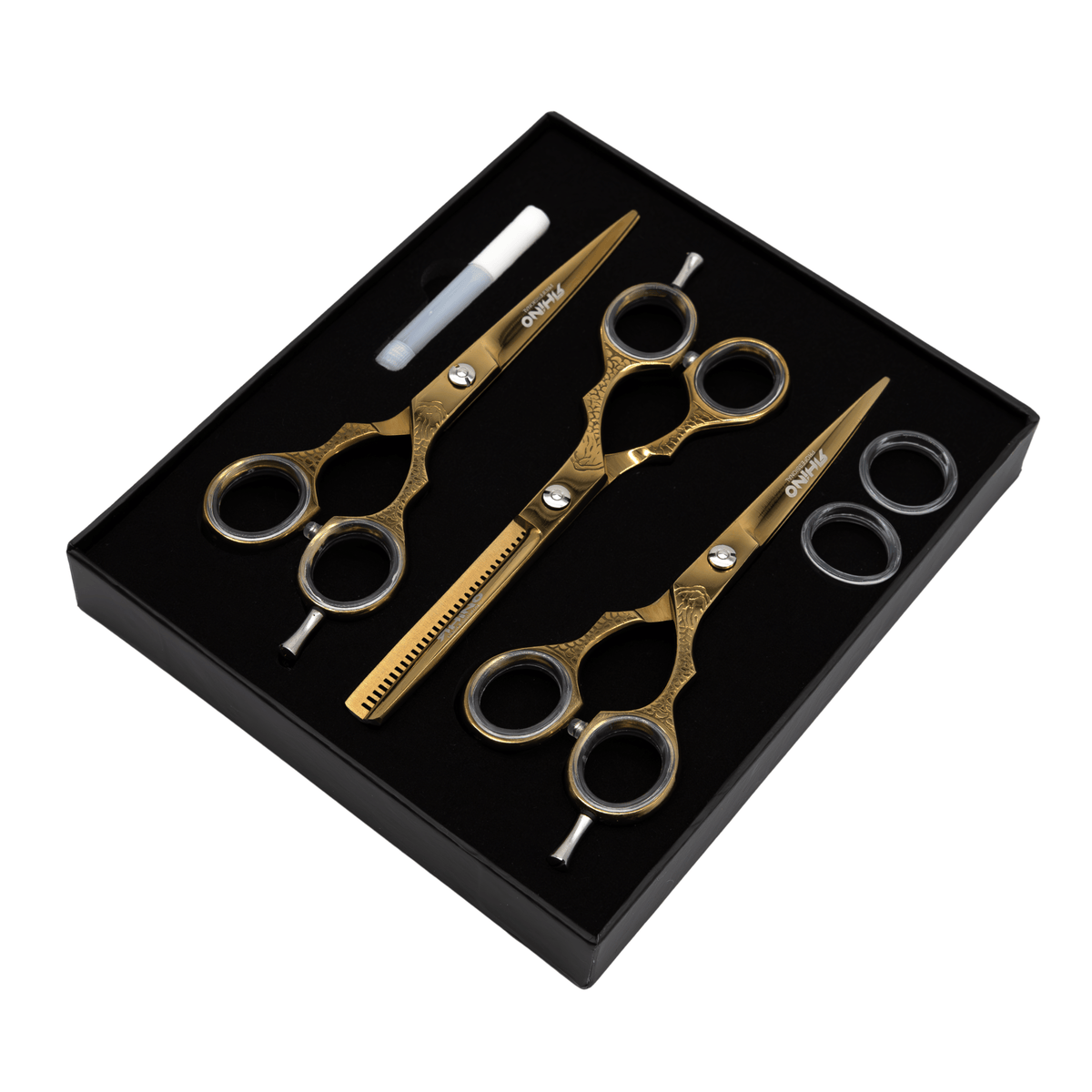 Set de 3 Tijeras Gold Rhino - Filo Navaja, Microdentada y Esculpidora