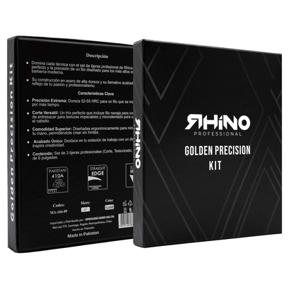 Set de 3 Tijeras Gold Rhino - Filo Navaja, Microdentada y Esculpidora