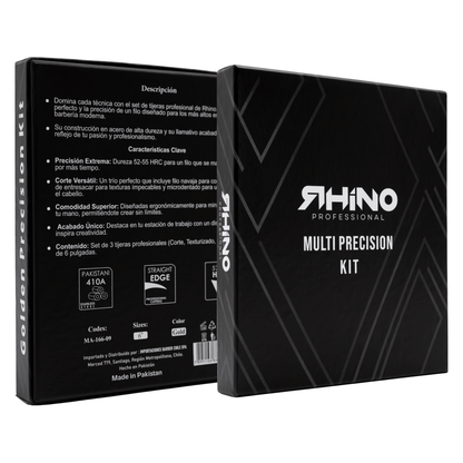 Set de 3 Tijeras Rhino Tornasol - Filo Navaja, Microdentada y Esculpidora