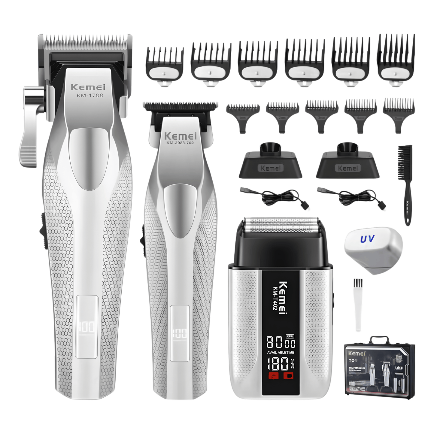 Combo Kemei s3 Clipper + Trimmer + Shaver + Maleta