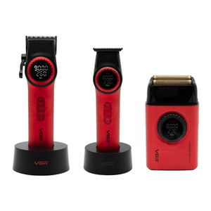 Pack x3 VGR Red Clipper + Trimmer + Shaver