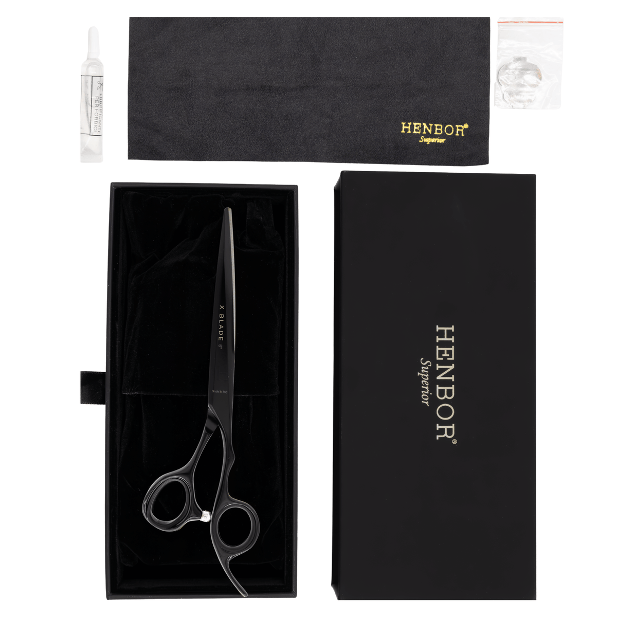 Tijera HENBOR X Blade Black 6’’ Filo Navaja
