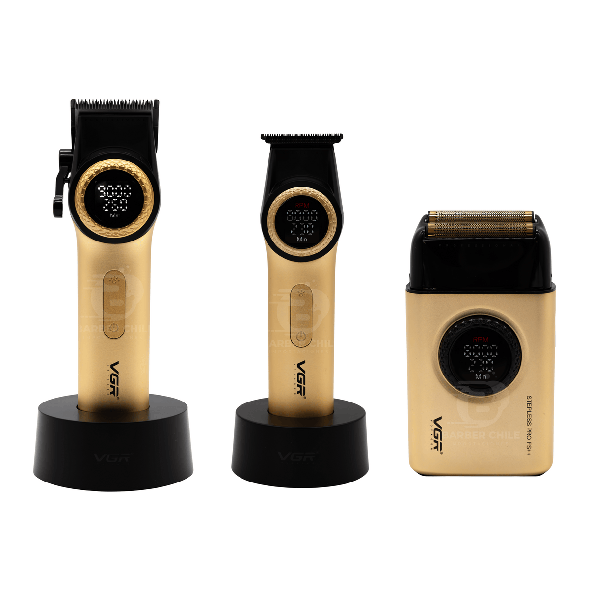 Pack x3 VGR Gold Clipper + Trimmer + Shaver