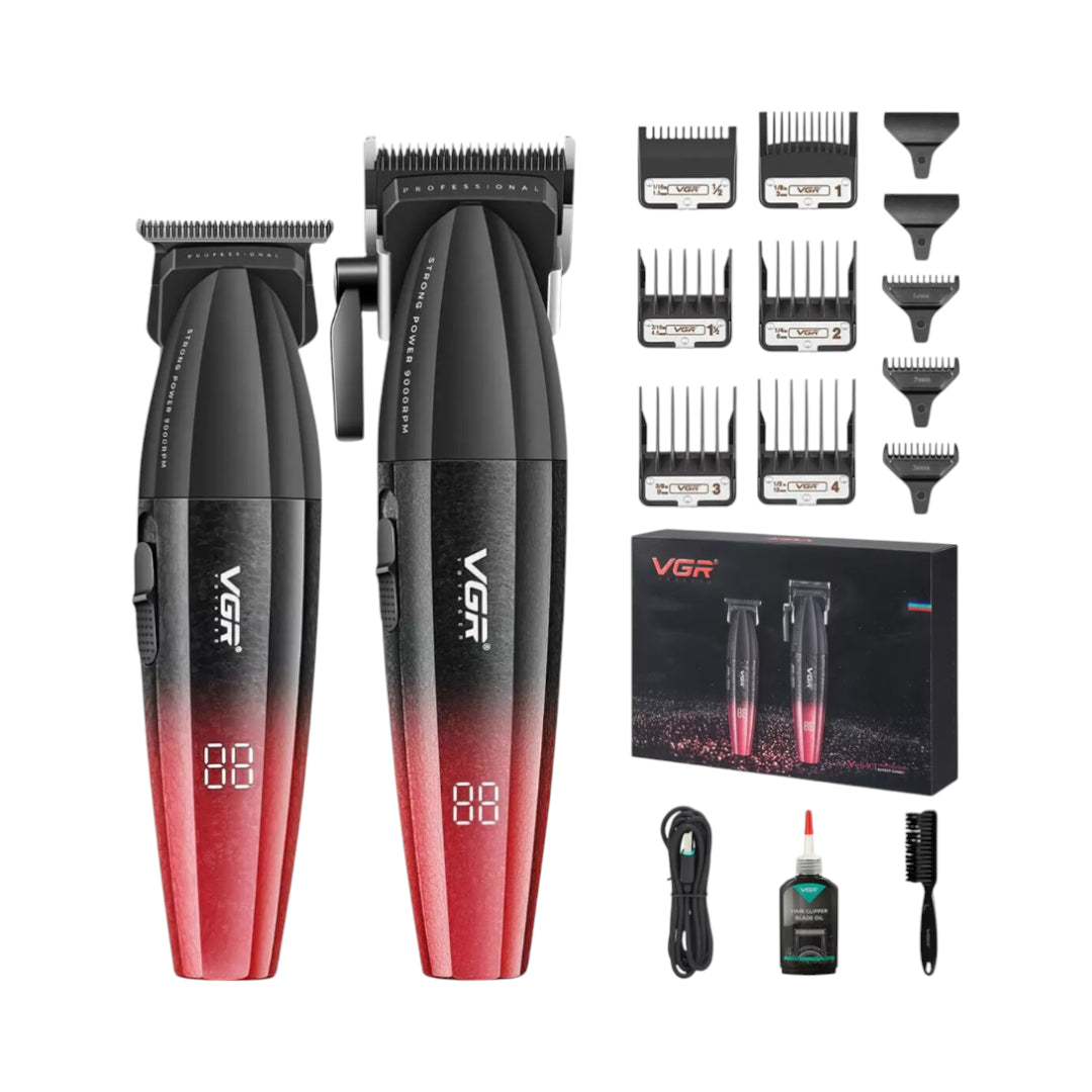Combo VGR Clipper + Trimmer V640 Rojo