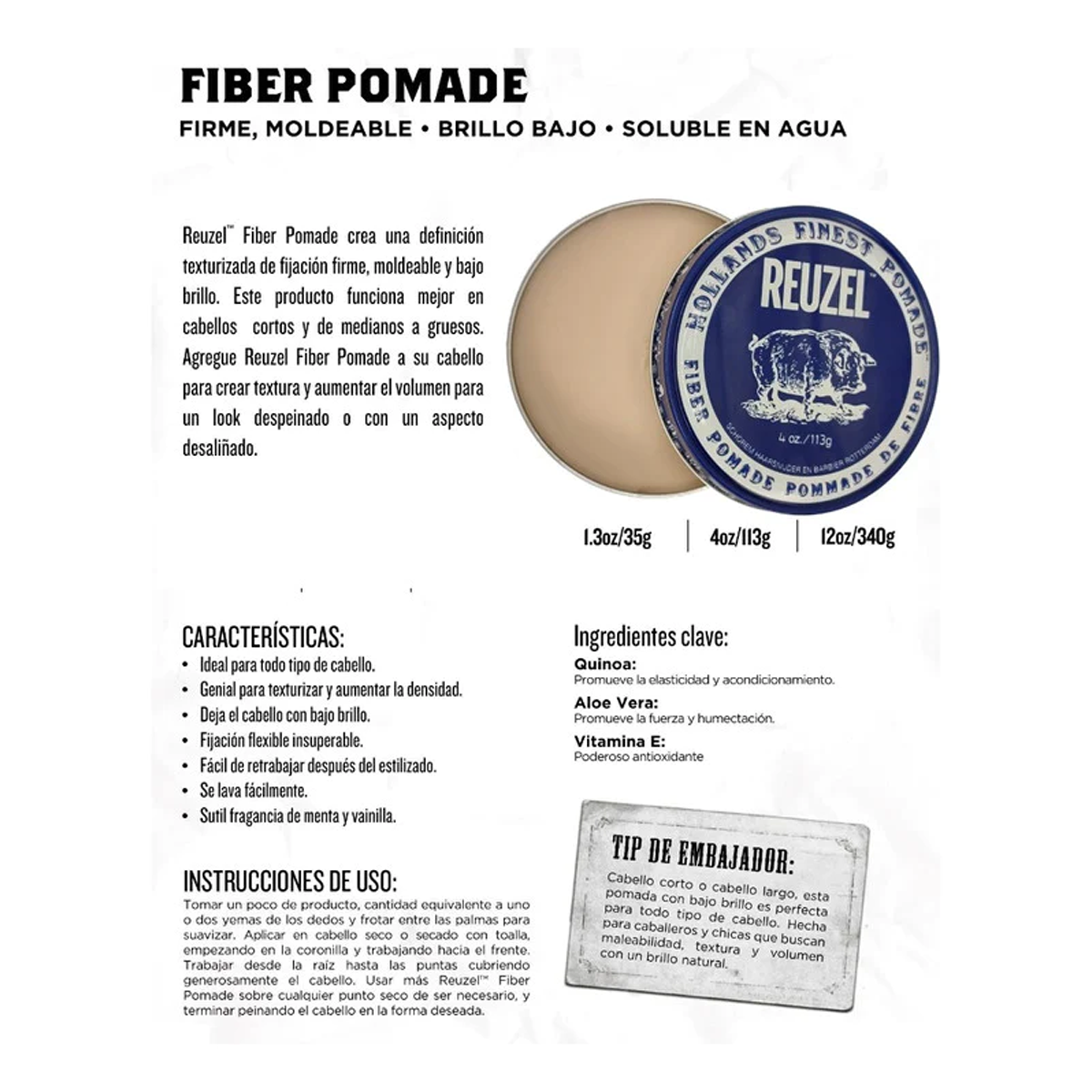 Pomada Reuzel Fiber Para Peinar 340g
