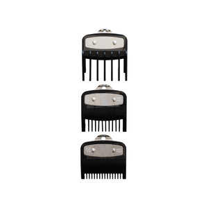 Set de 3 peines INTERMEDIOS metálicos color NEGRO para WAHL