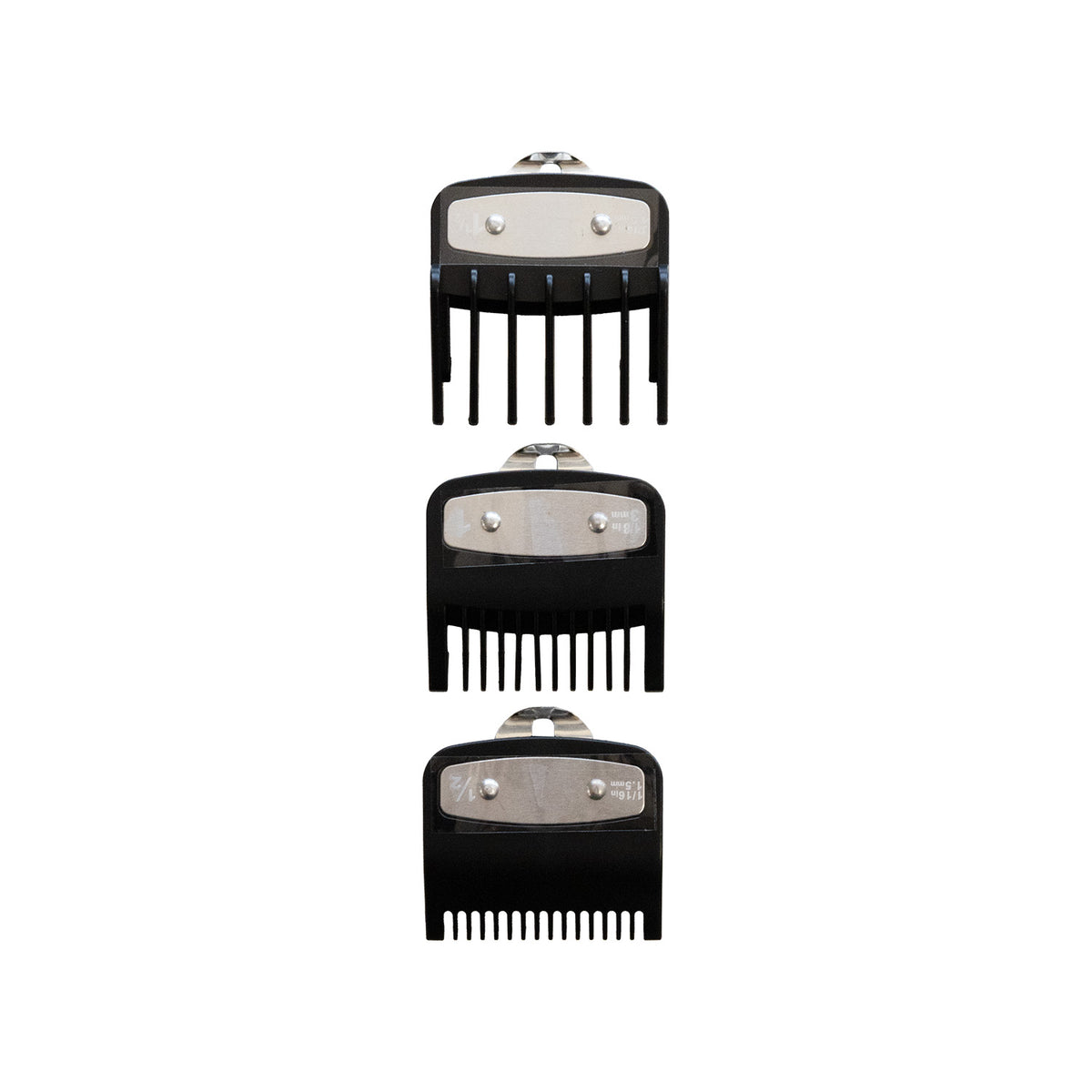 Set de 3 peines INTERMEDIOS metálicos color NEGRO para WAHL