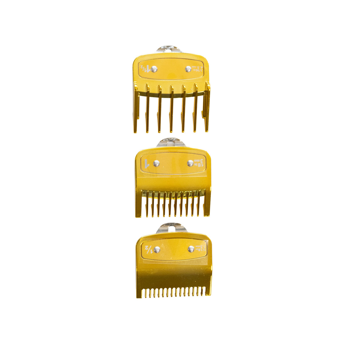 Set de 3 peines  INTERMEDIOS metálicos color DORADO para WAHL