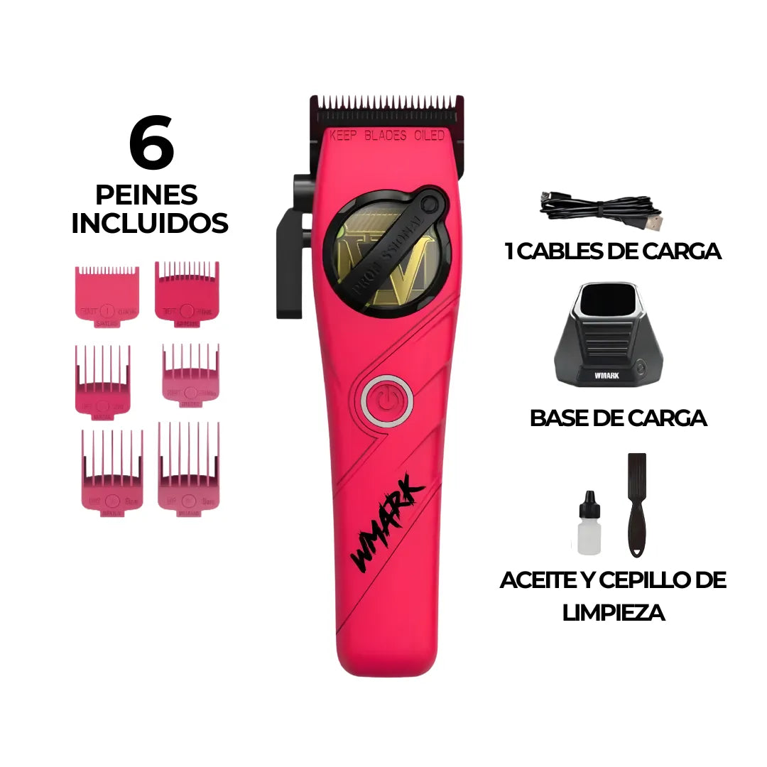 Kit Cortadora De Pelo + Trimmer Wmark NG-8613 Rosado