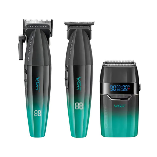 Combo Shaver VGR V-308 + Clipper VGR V-003  + Trimmer VGR V-906 Verde