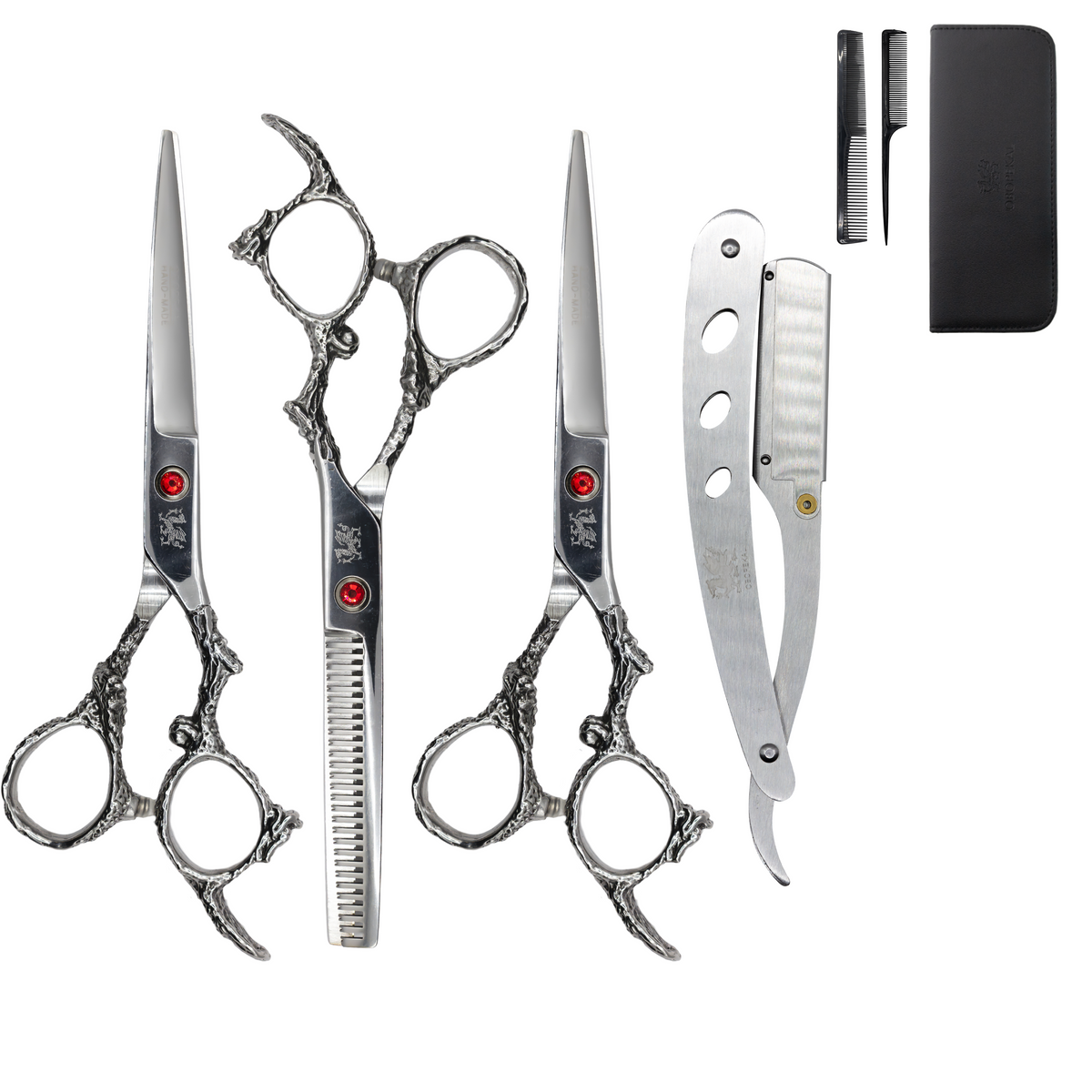 Set de 3 Tijeras + Porta Navaja + Peineta