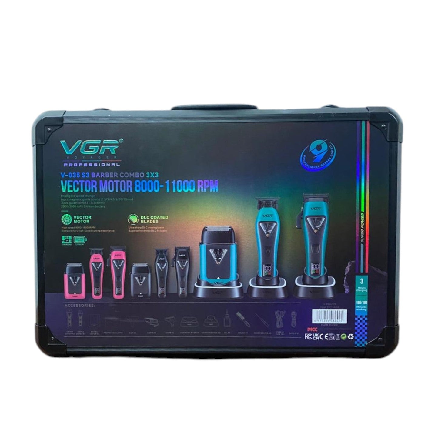 Maquina De Cortar Pelo VGR V-035 S3 Motor Vector + Carcasa Maletín