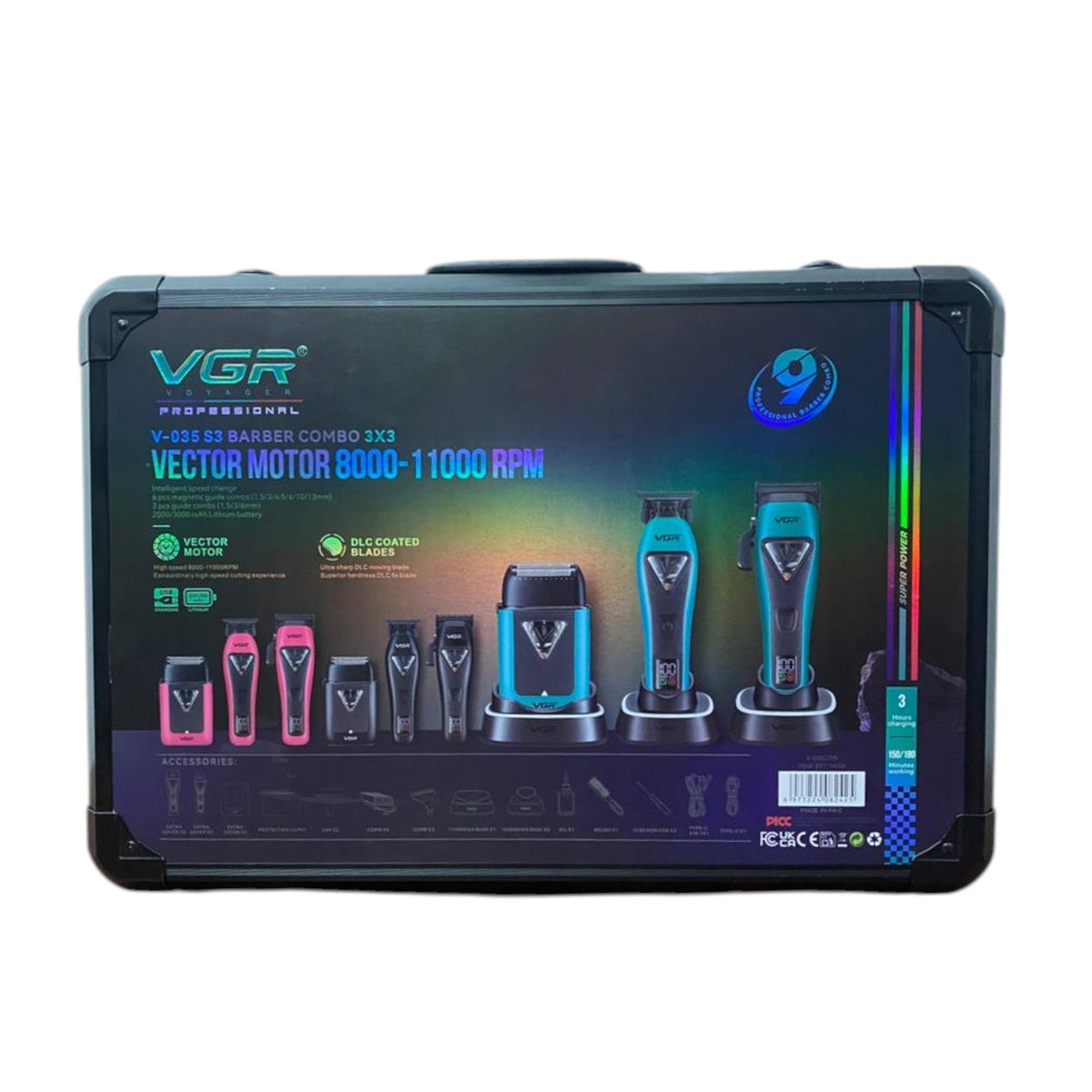 Maquina De Cortar Pelo VGR V-035 S3 Motor Vector + Carcasa Maletín