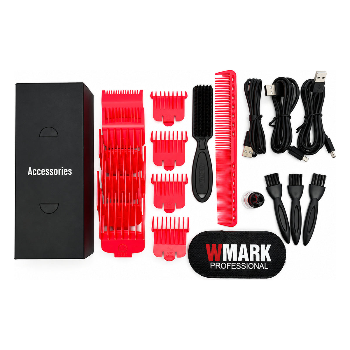 Combo WMARK NG-1613 3 en 1 Barber Kit Rosado accesorios incluidos