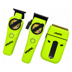 Combo WMARK NG-1613 3 en 1 Barber Kit Verde Neón: clipper, trimmer y shaver