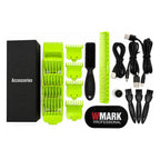 Combo WMARK NG-1613 3 en 1 Barber Kit Verde Neón accesorios incluidos