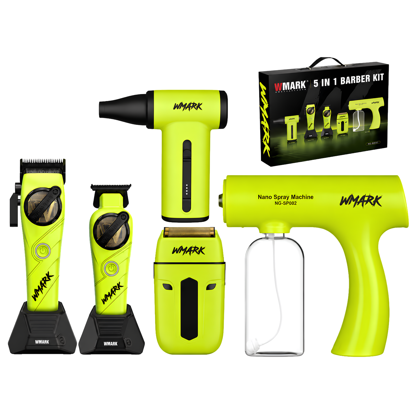 Combo WMARK NG-8637 5 en 1 Barber Kit verde